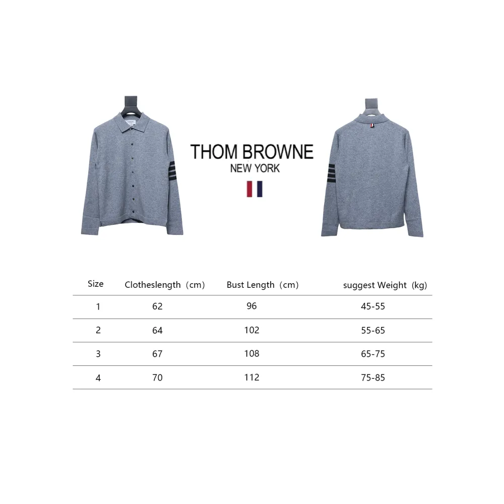 Thom Browne Four-Bar Australian Wool Lapel Cardigan Sweater Grey