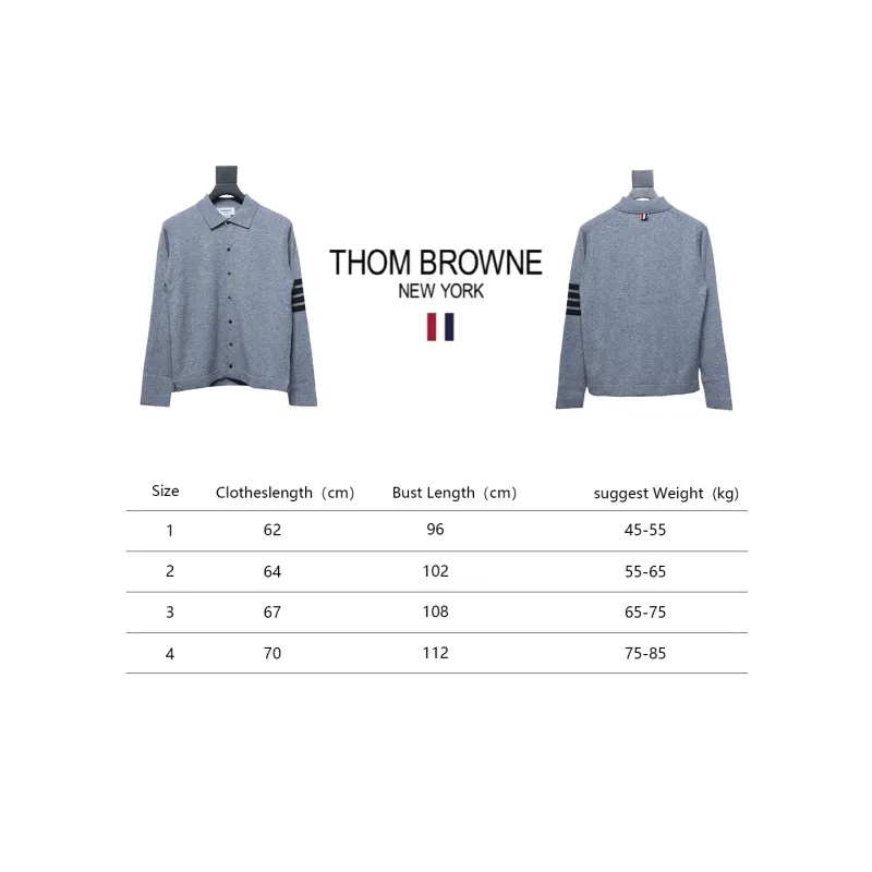 Thom Browne Four-Bar Australian Wool Lapel Cardigan Sweater Grey