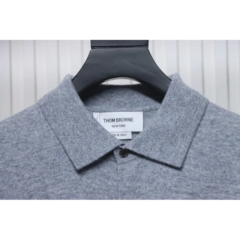 Thom Browne Four-Bar Australian Wool Lapel Cardigan Sweater Grey