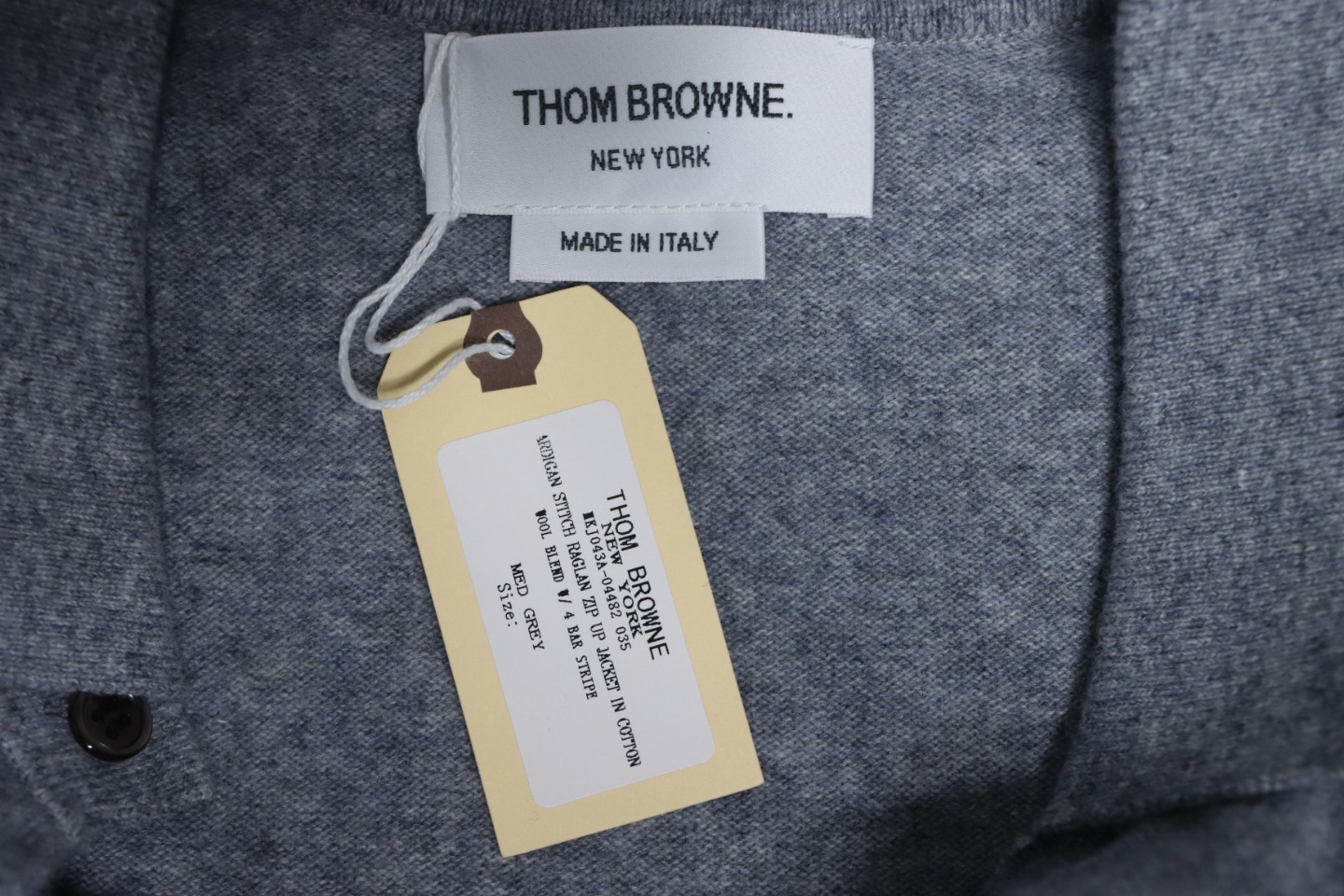 Thom Browne Four-Bar Australian Wool Lapel Cardigan Sweater Grey