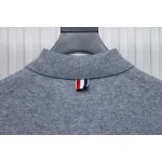 Thom Browne Four-Bar Australian Wool Lapel Cardigan Sweater Grey