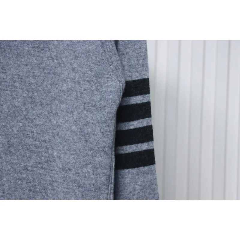 Thom Browne Four-Bar Australian Wool Lapel Cardigan Sweater Grey