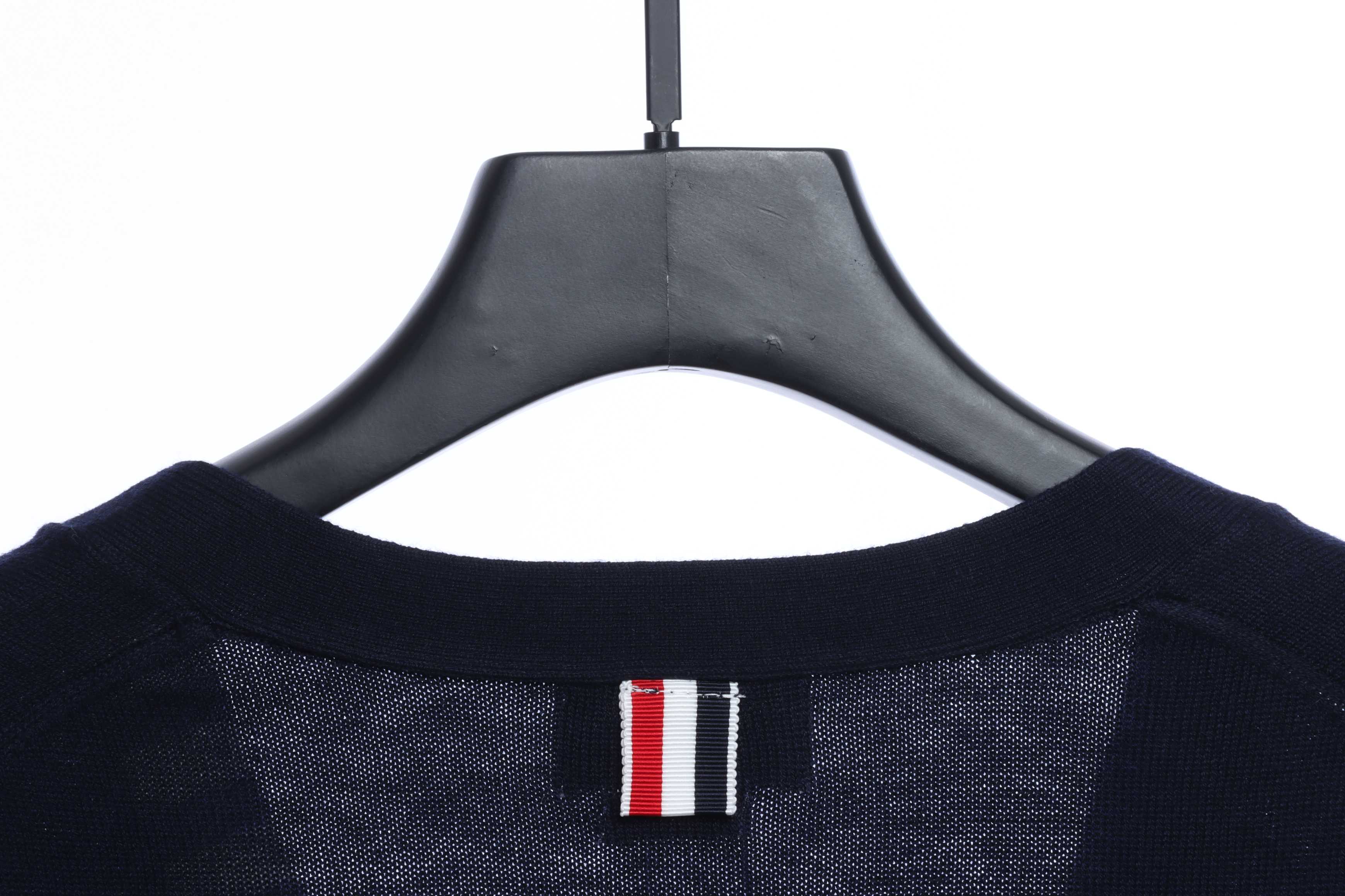 Thom Browne Four-Bar White Striped Cardigan