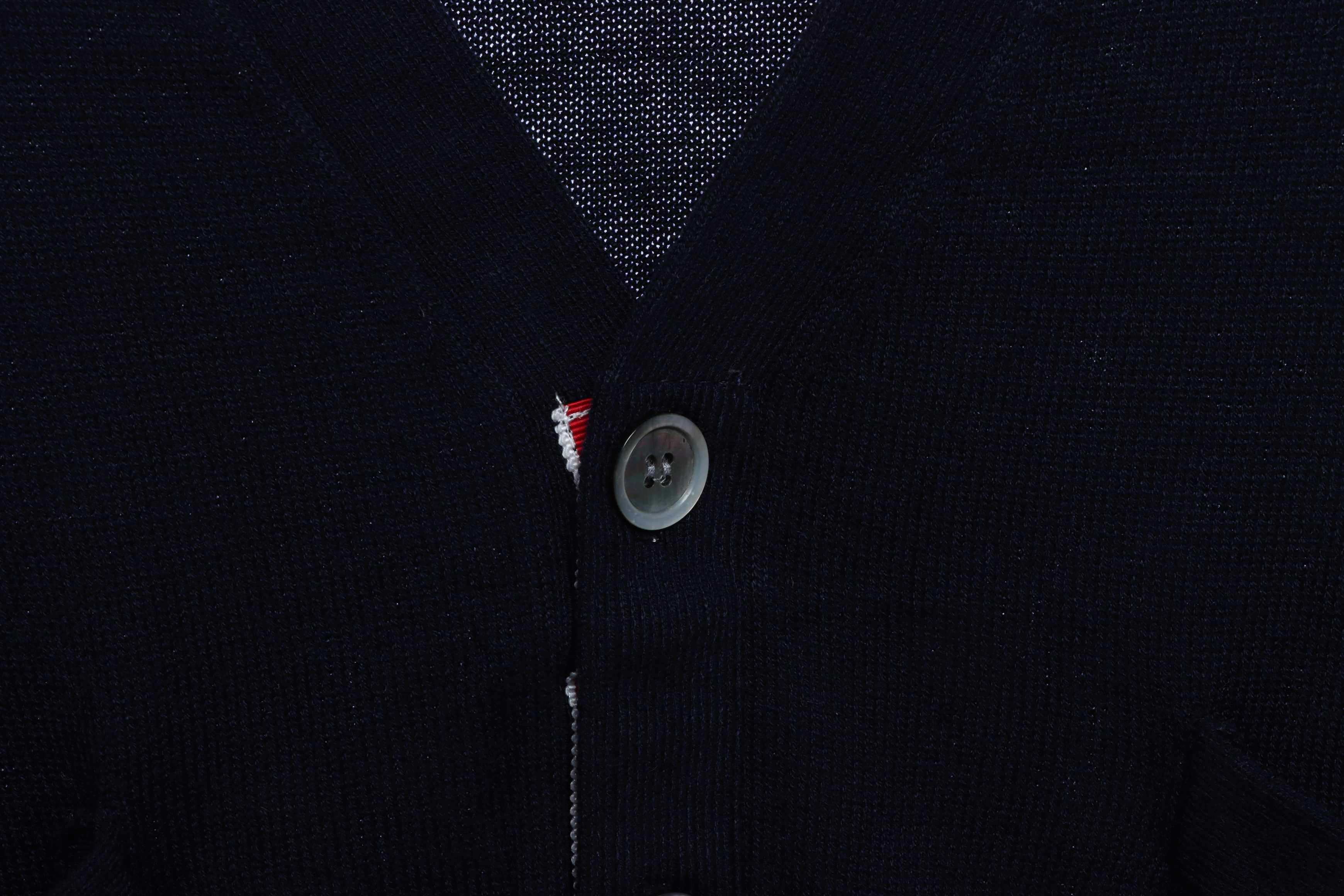 Thom Browne Four-Bar White Striped Cardigan