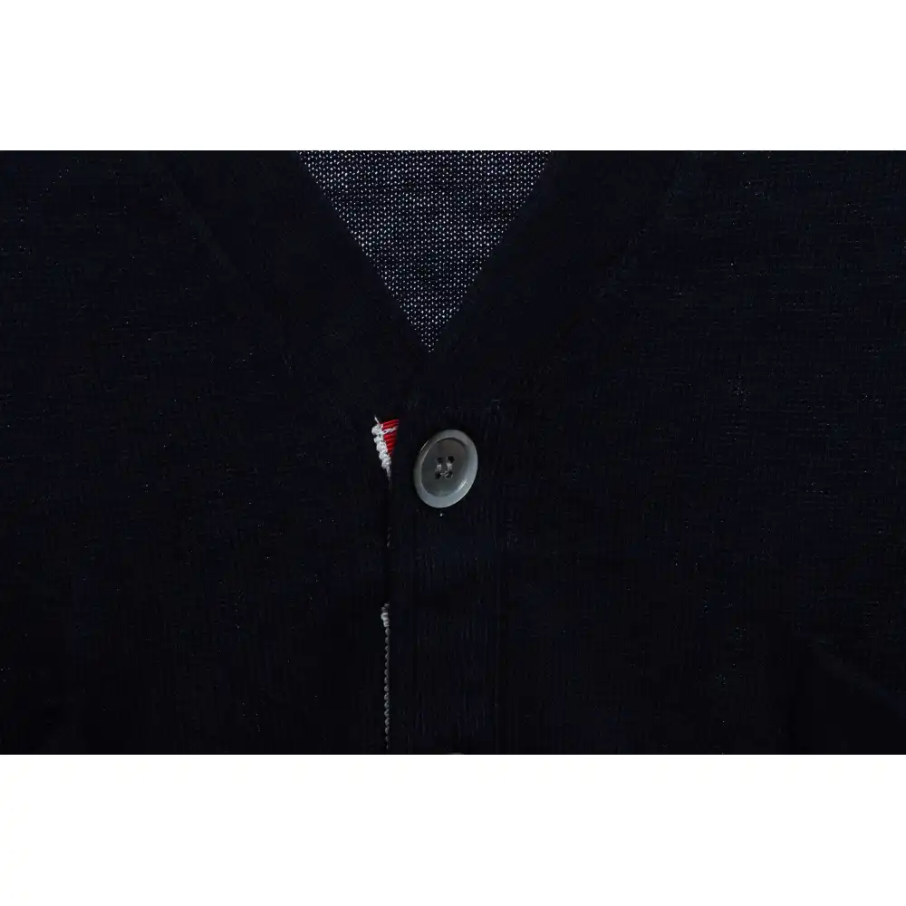 Thom Browne Four-Bar White Striped Cardigan