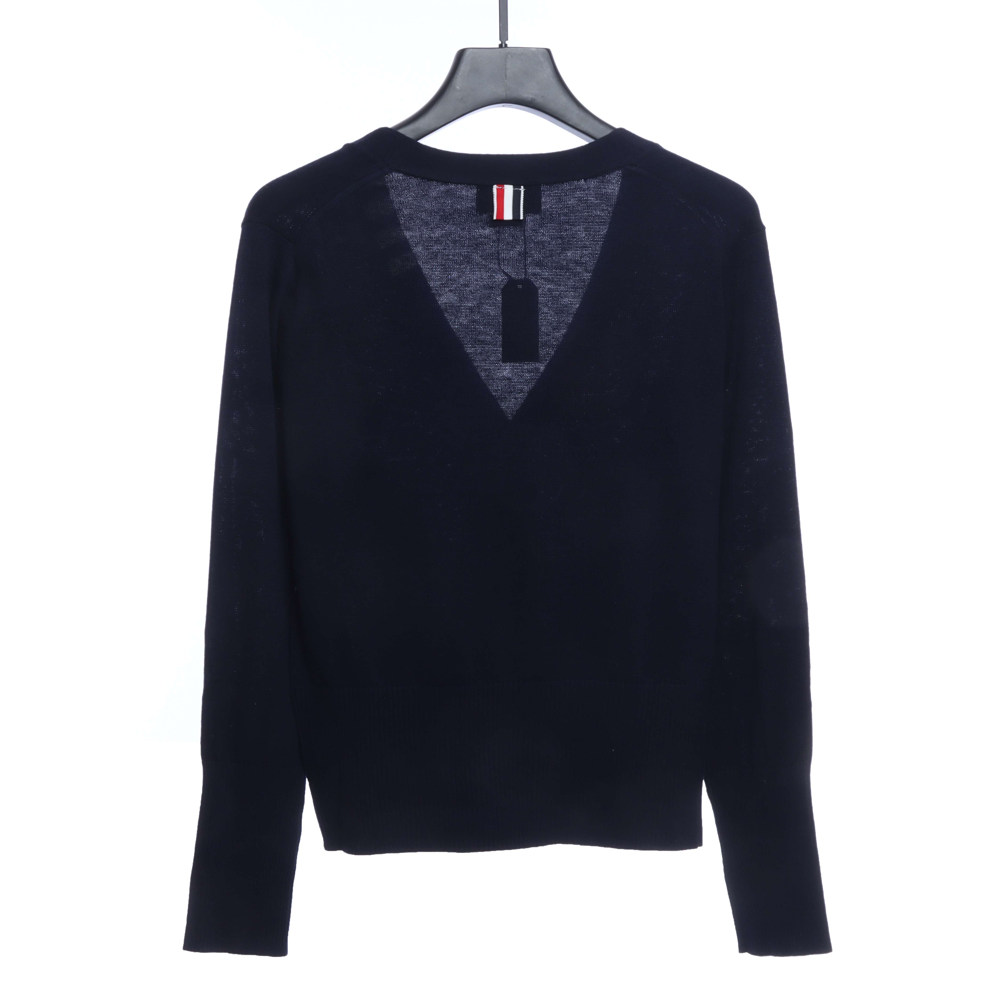 Thom Browne Four-Bar White Striped Cardigan