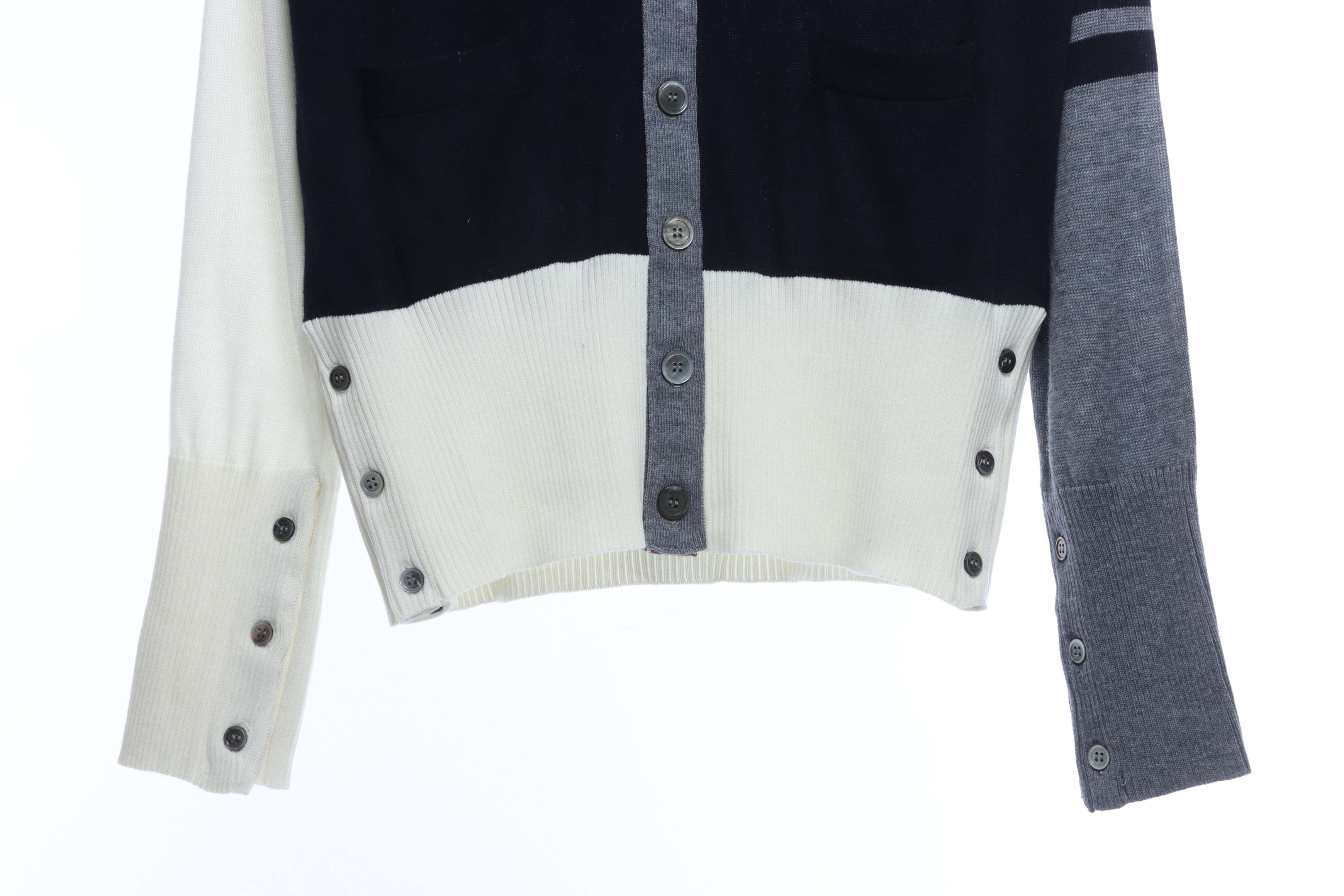 Thom Browne Four-Stripe Color-Block Wool Cardigan