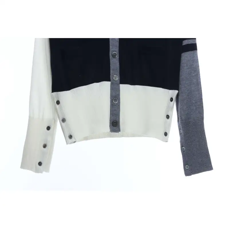 Thom Browne Four-Stripe Color-Block Wool Cardigan