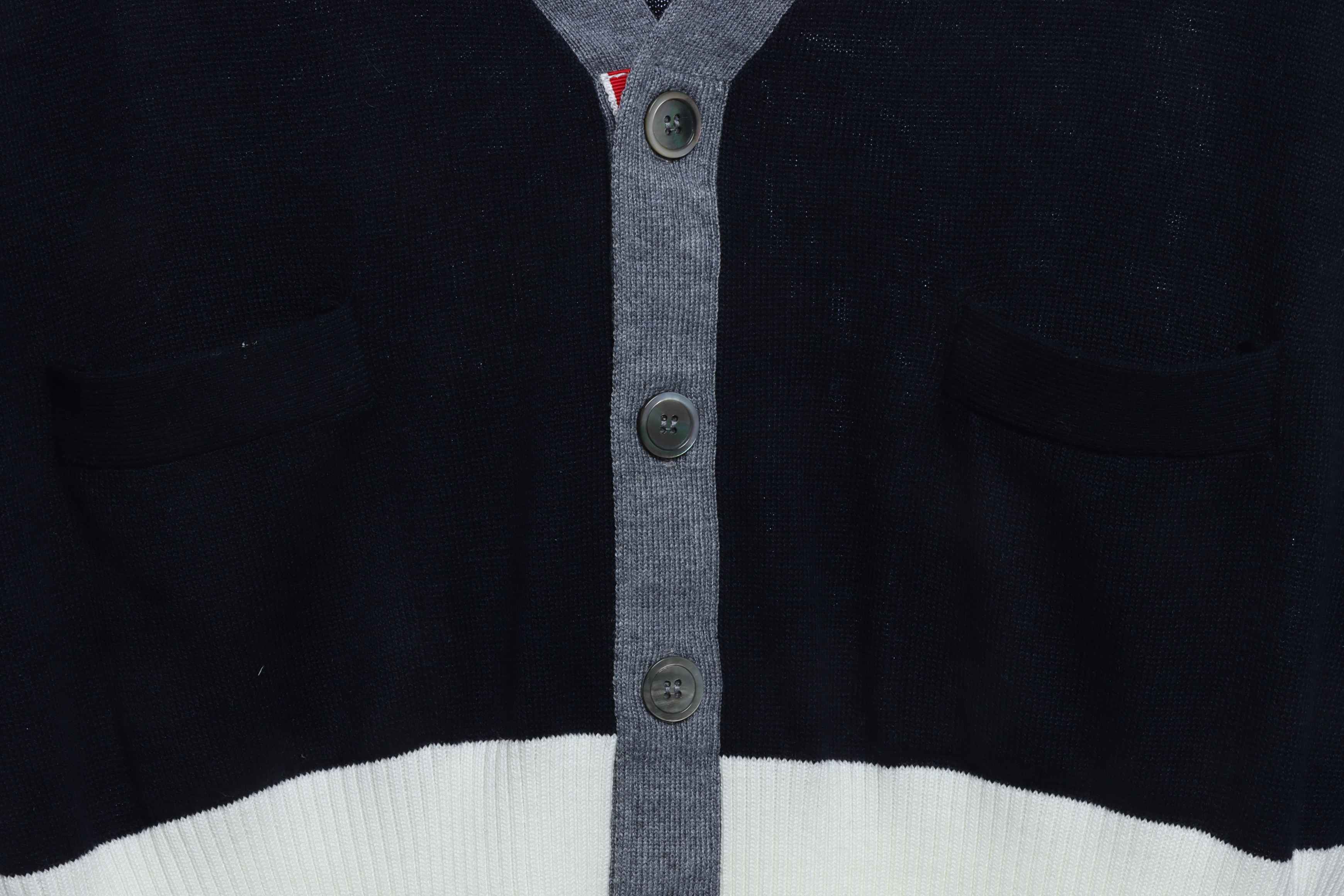 Thom Browne Four-Stripe Color-Block Wool Cardigan
