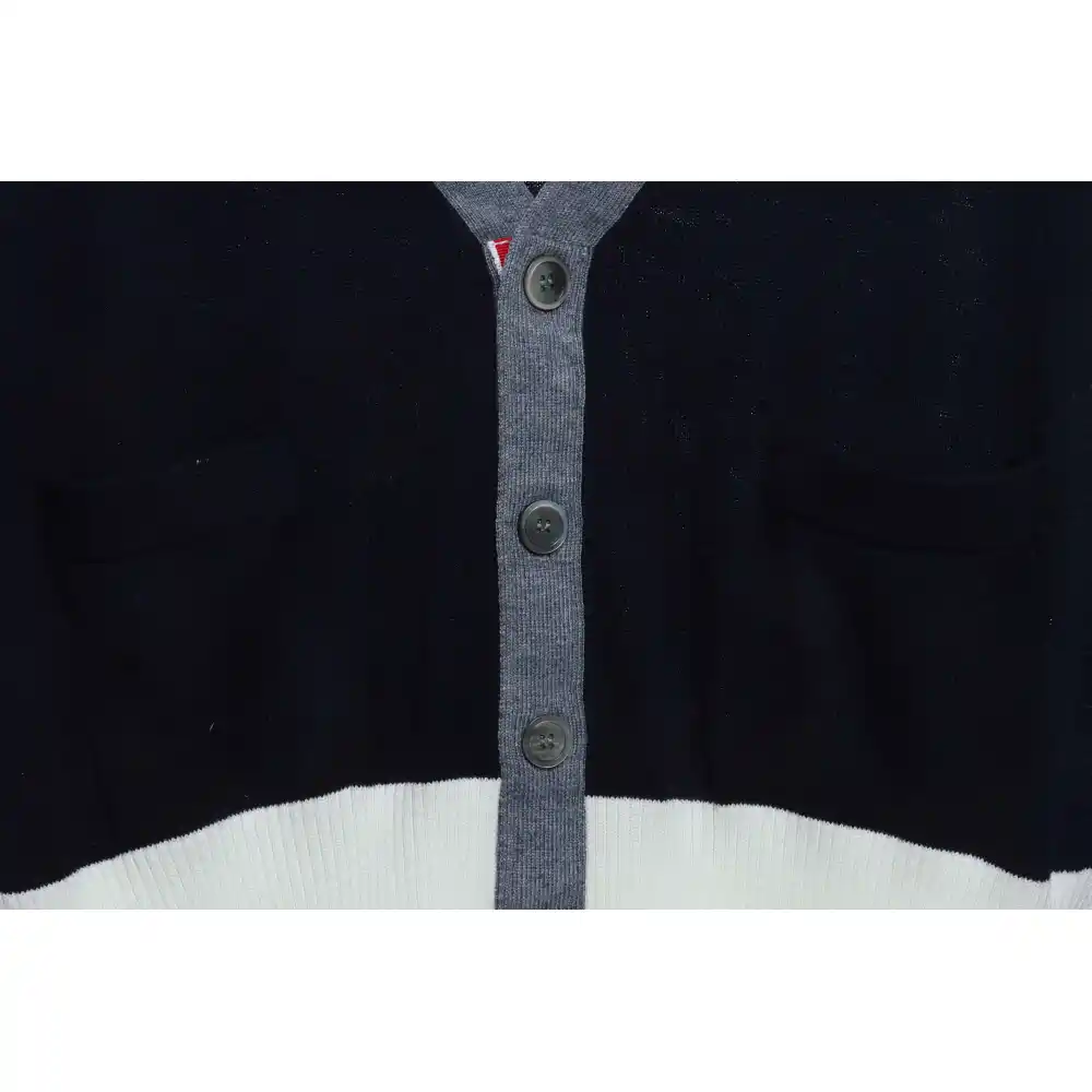 Thom Browne Four-Stripe Color-Block Wool Cardigan