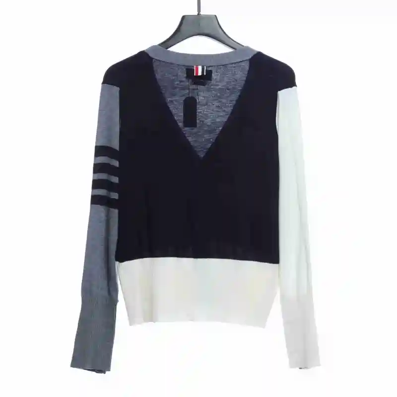 Thom Browne Four-Stripe Color-Block Wool Cardigan