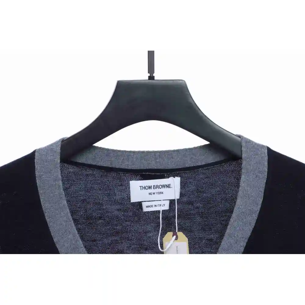Thom Browne Four-Stripe Color-Block Wool Cardigan