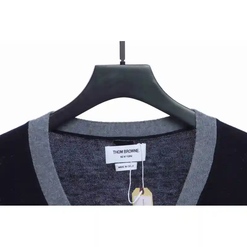Thom Browne Four-Stripe Color-Block Wool Cardigan