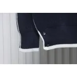 Thom Browne New Season Four-Striped Color-Blocked Long-Sleeved Round Neck Sweater Blue