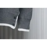 Thom Browne New Season Four-Striped Color-Blocked Long-Sleeved Round Neck Sweater Grey