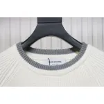 Thom Browne New Season Four-Striped Color-Blocked Long-Sleeved Round Neck Sweater White