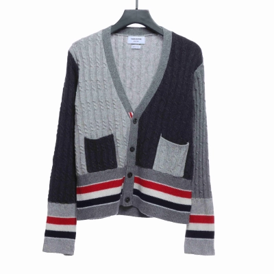 Thom Browne Special Offer Rough Pattern V-Neck Cardigan 01