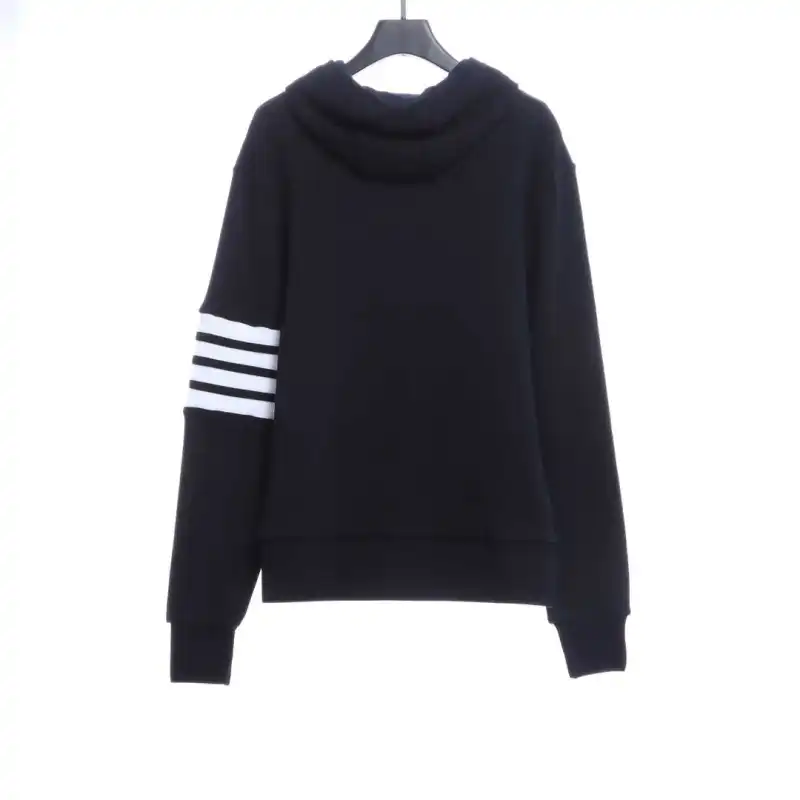 Thom Browne Waffle Hooded Cardigan Black