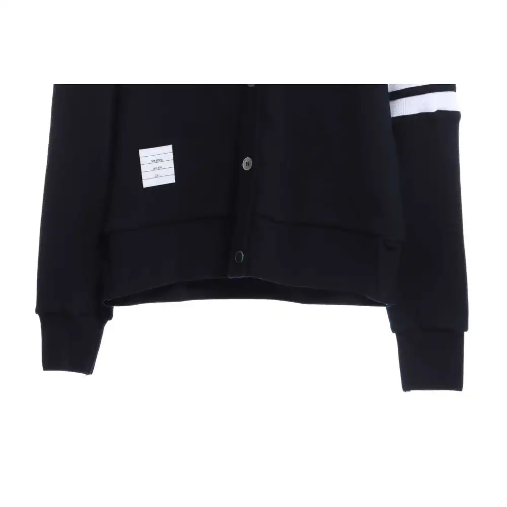 Thom Browne Waffle Hooded Cardigan Black