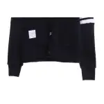 Thom Browne Waffle Hooded Cardigan Black