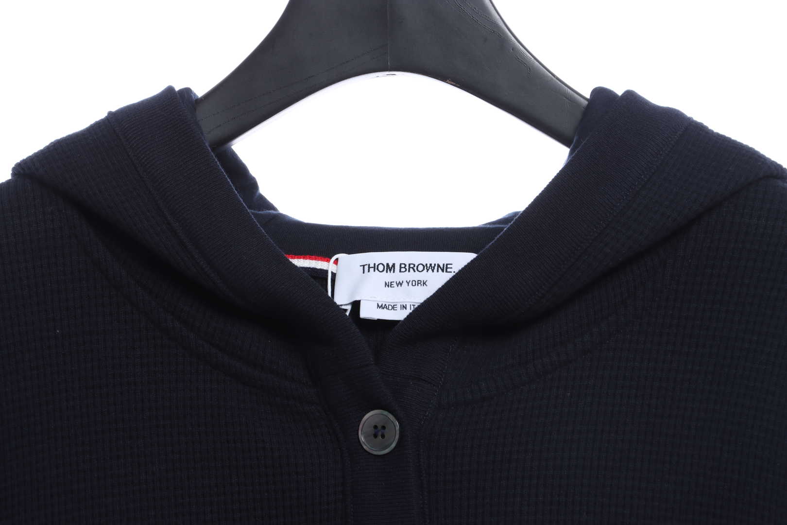 Thom Browne Waffle Hooded Cardigan Black