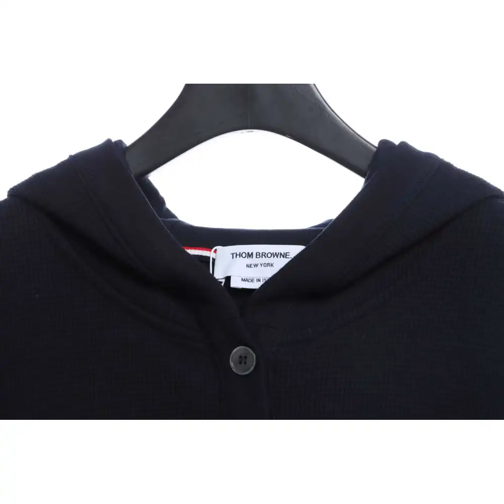Thom Browne Waffle Hooded Cardigan Black
