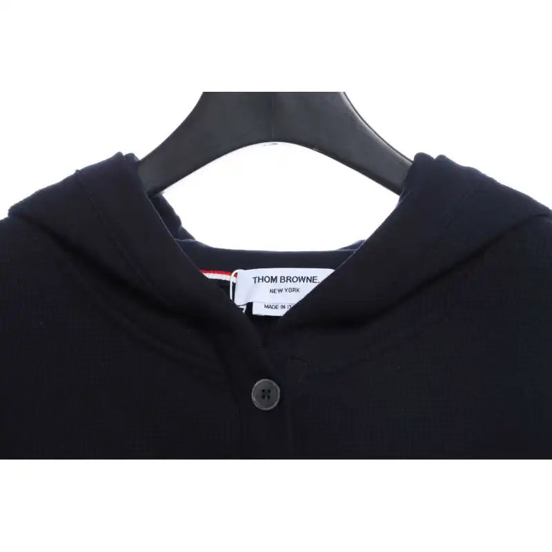 Thom Browne Waffle Hooded Cardigan Black