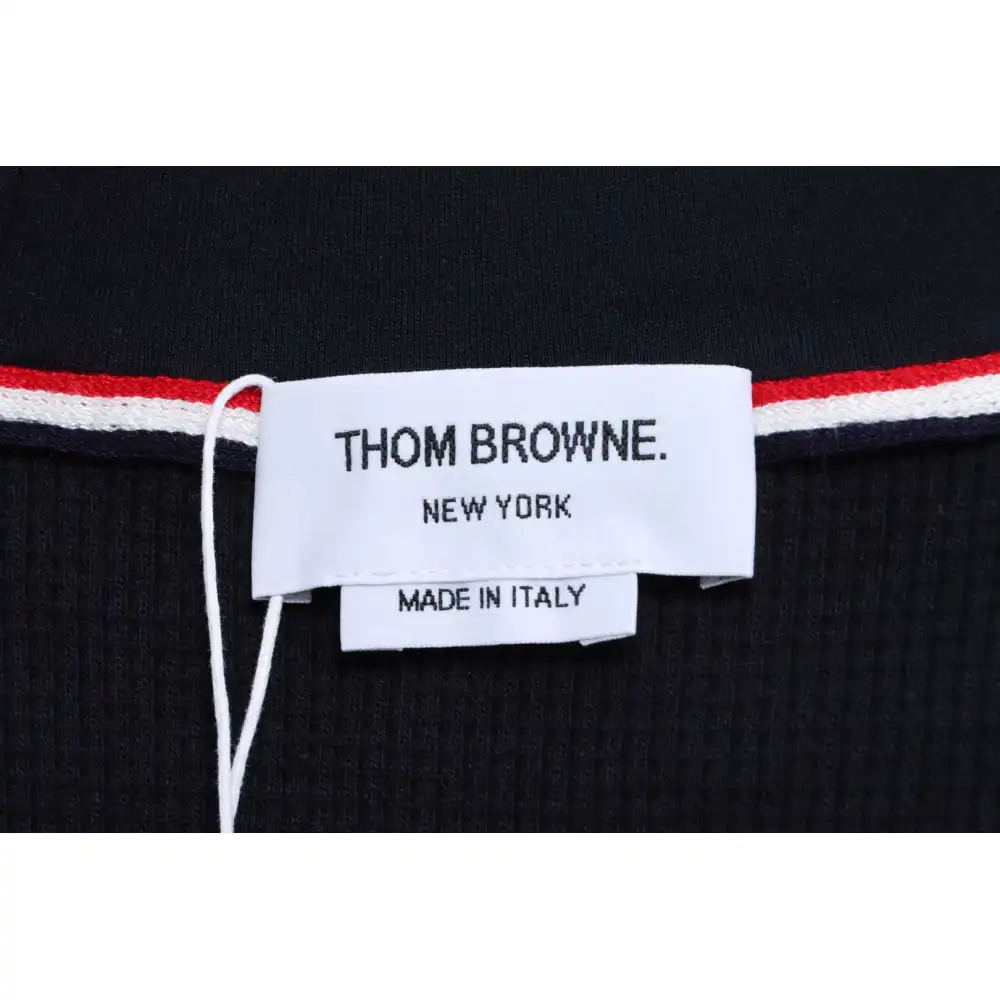 Thom Browne Waffle Hooded Cardigan Black