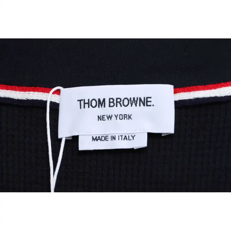 Thom Browne Waffle Hooded Cardigan Black