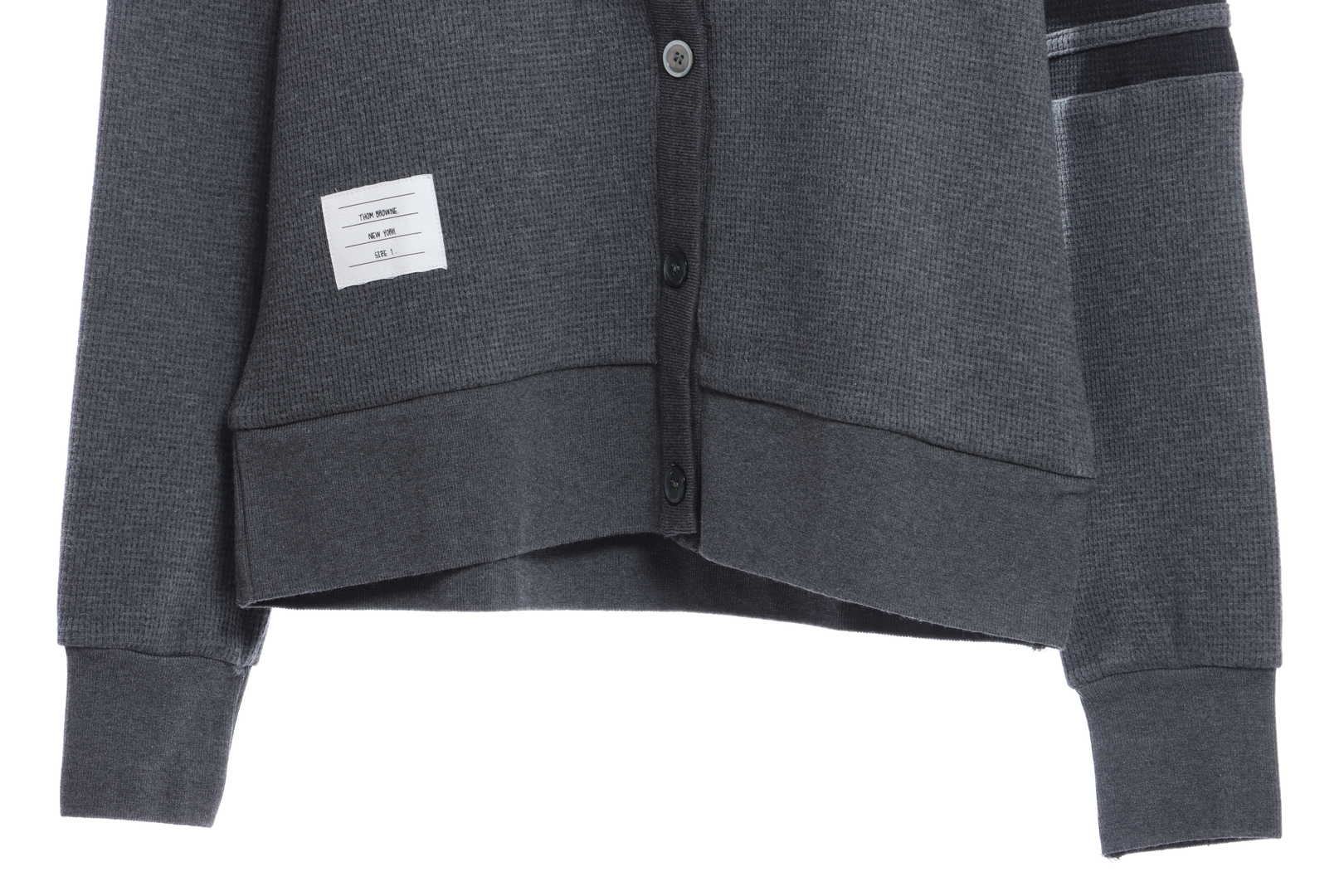 Thom Browne Waffle Hooded Cardigan Dark Grey