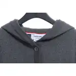 Thom Browne Waffle Hooded Cardigan Dark Grey