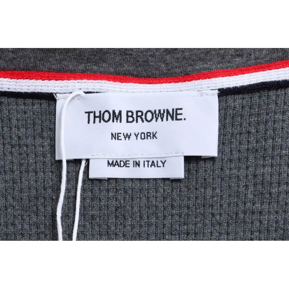 Thom Browne Waffle Hooded Cardigan Dark Grey