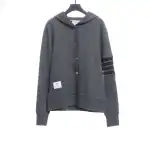 Thom Browne Waffle Hooded Cardigan Dark Grey