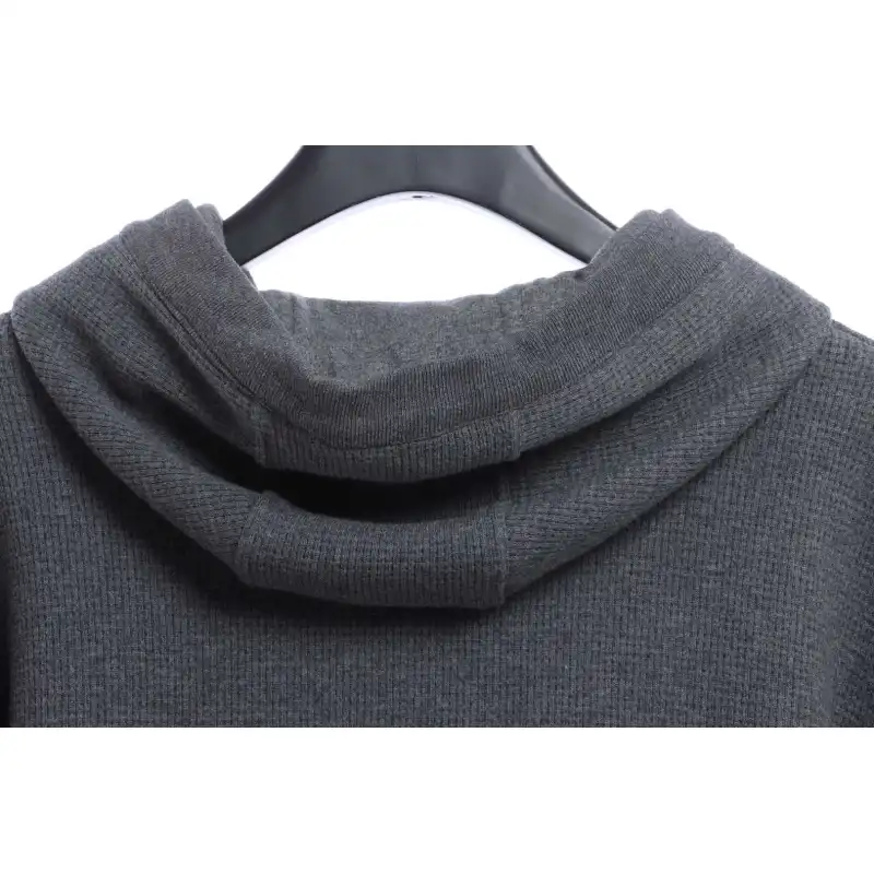 Thom Browne Waffle Hooded Cardigan Dark Grey