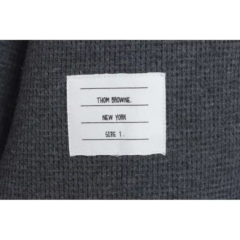 Thom Browne Waffle Hooded Cardigan Dark Grey