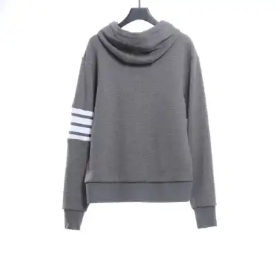 Thom Browne Waffle Hooded Cardigan Light Grey 02