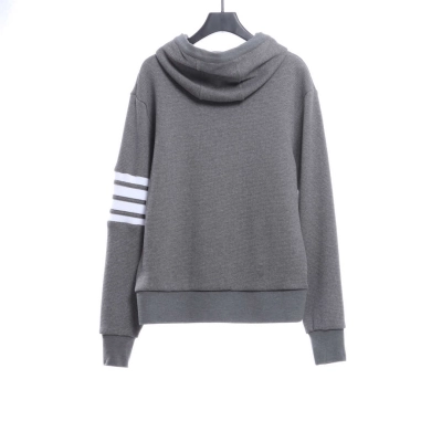 Thom Browne Waffle Hooded Cardigan Light Grey 02