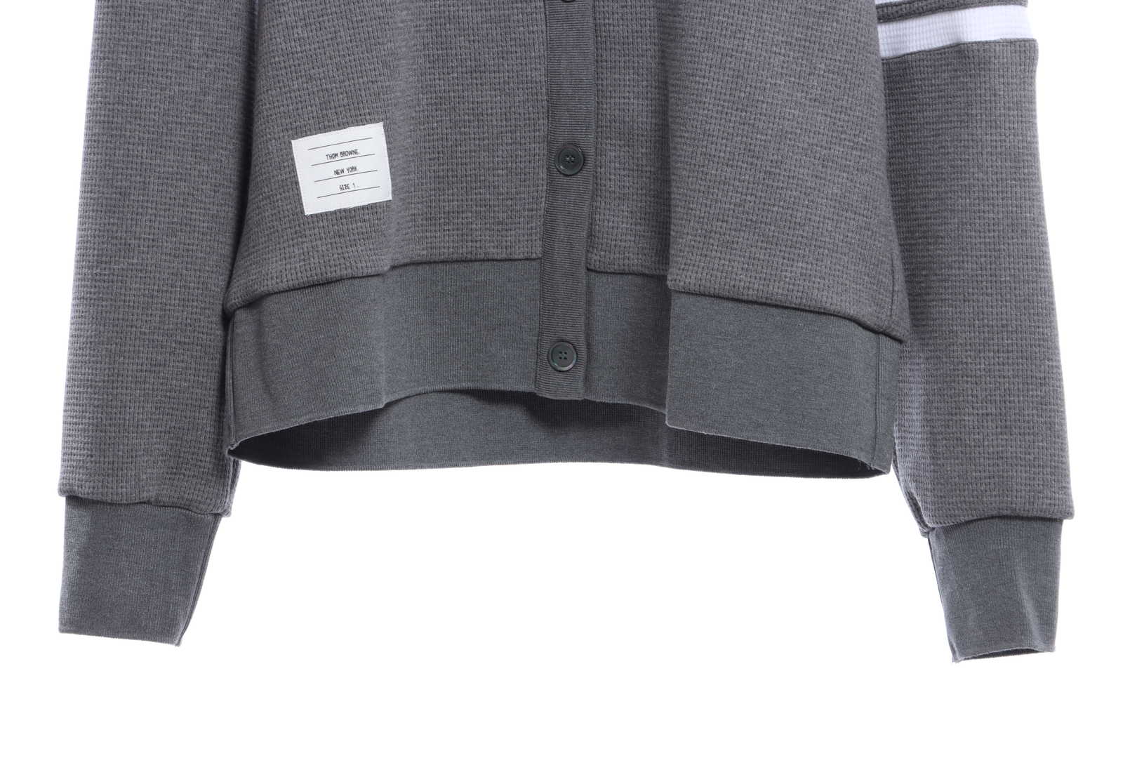Thom Browne Waffle Hooded Cardigan Light Grey