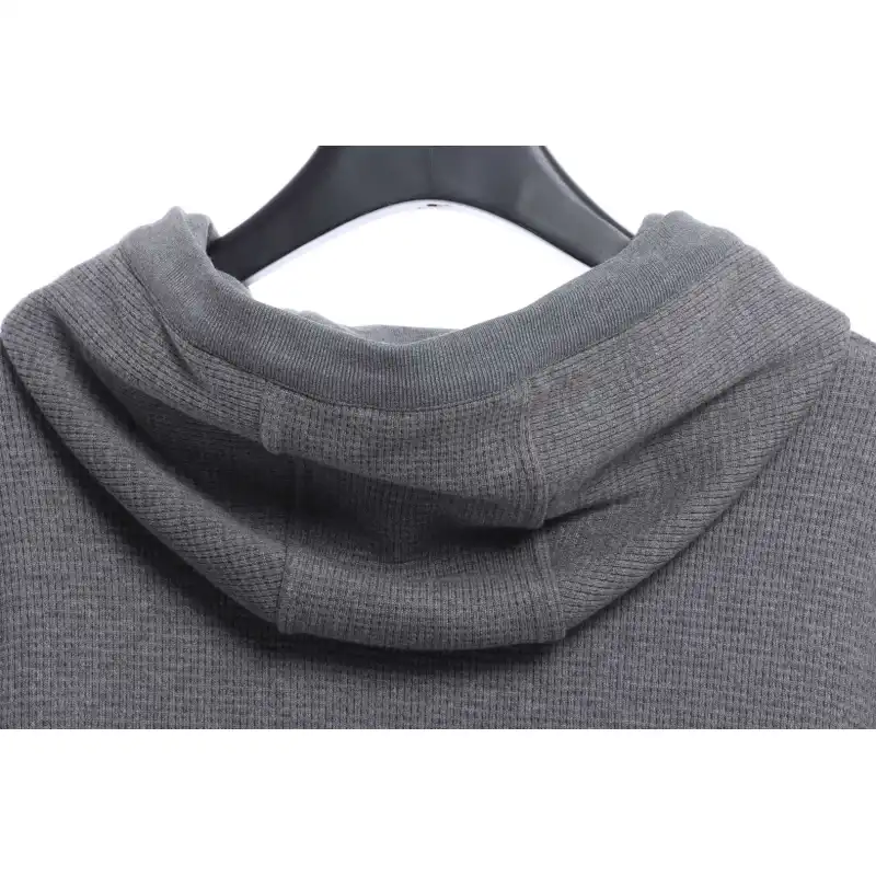 Thom Browne Waffle Hooded Cardigan Light Grey