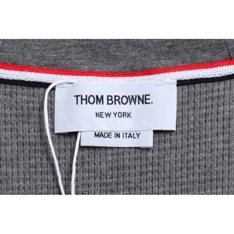 Thom Browne Waffle Hooded Cardigan Light Grey