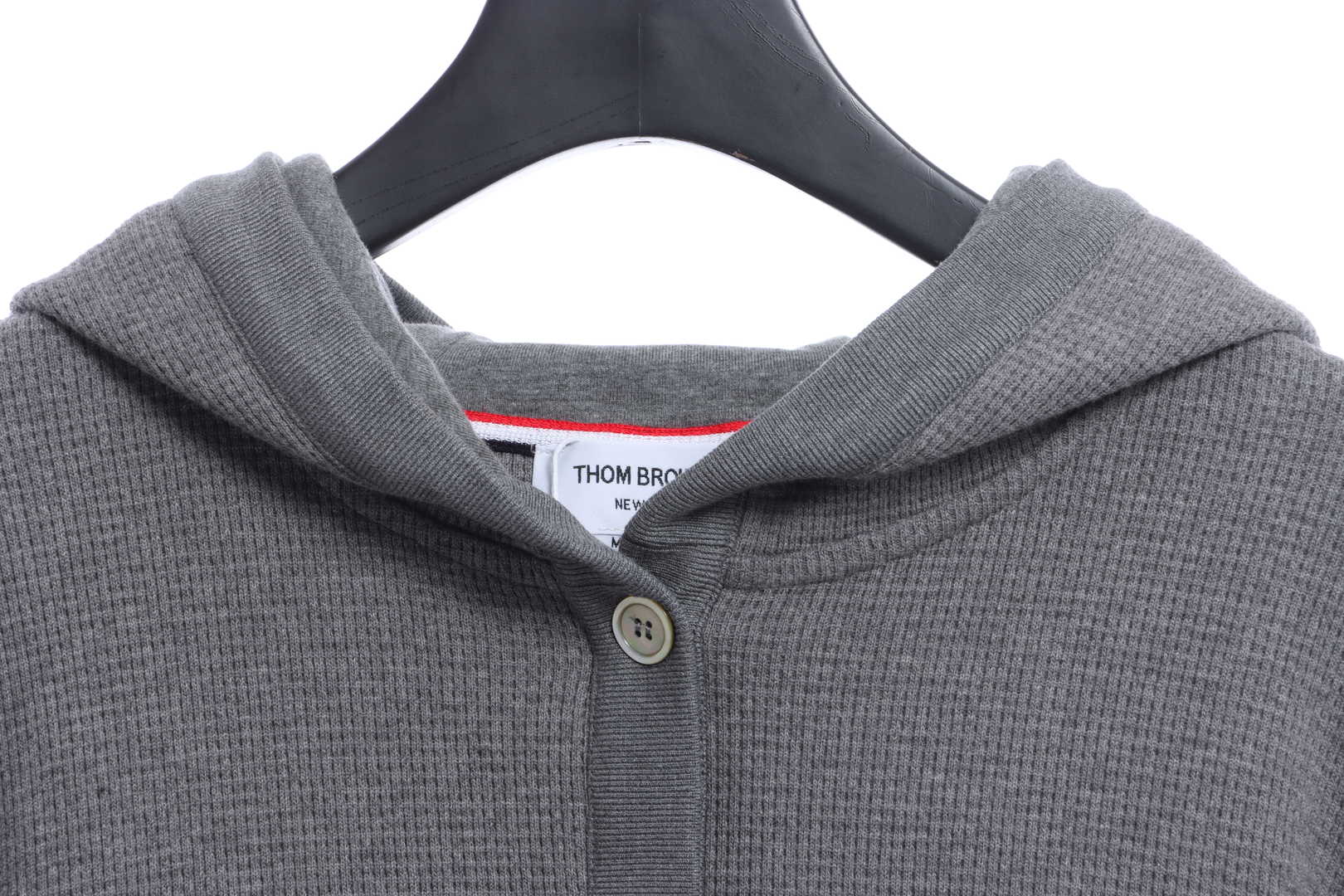 Thom Browne Waffle Hooded Cardigan Light Grey