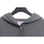 Thom Browne Waffle Hooded Cardigan Light Grey