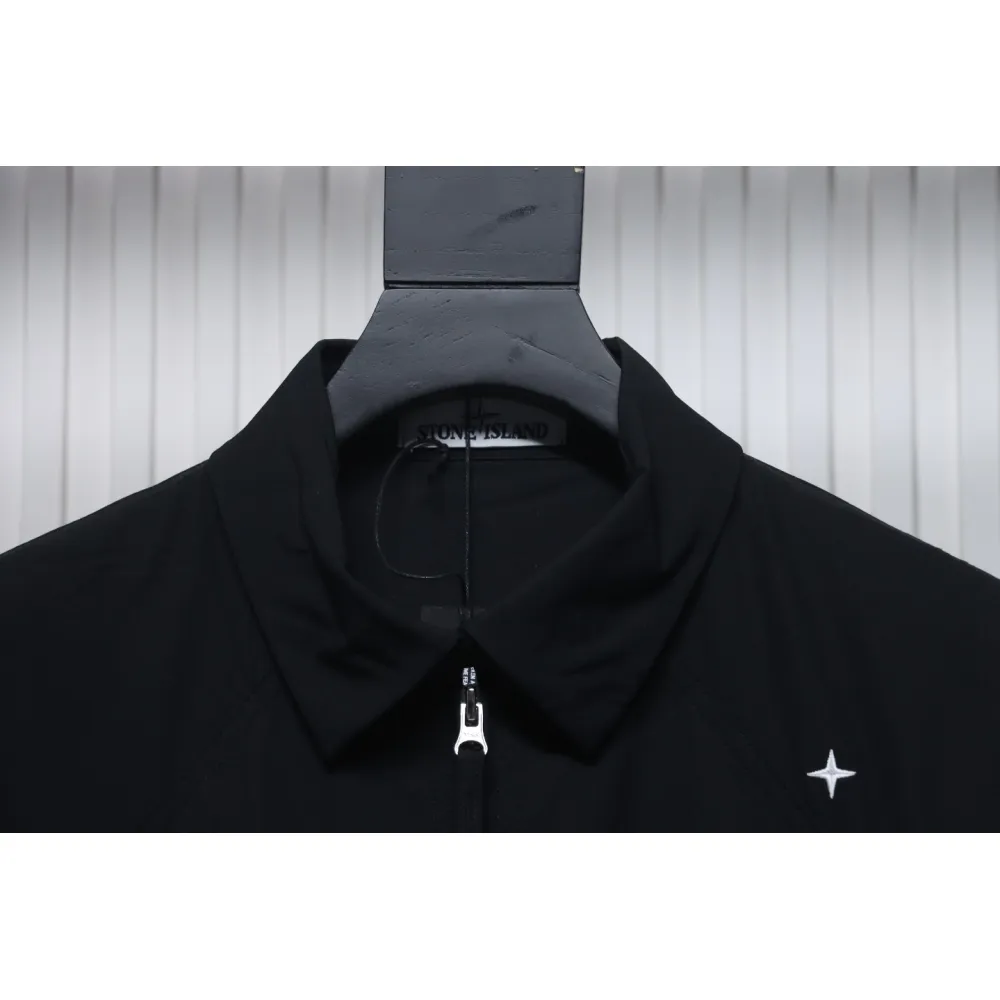 Stone Island 24Fw Star Logo Embroidered Laminated Shirt Jacket Black