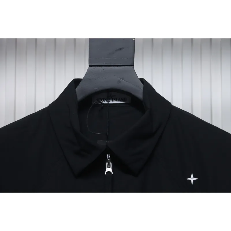 Stone Island 24Fw Star Logo Embroidered Laminated Shirt Jacket Black