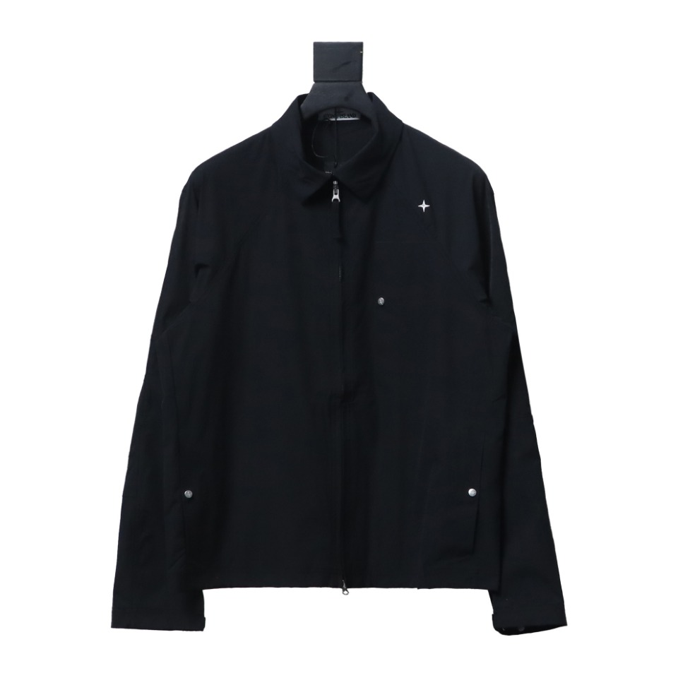 Stone Island 24Fw Star Logo Embroidered Laminated Shirt Jacket Black