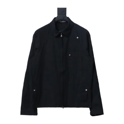 Stone Island 24Fw Star Logo Embroidered Laminated Shirt Jacket Black 01