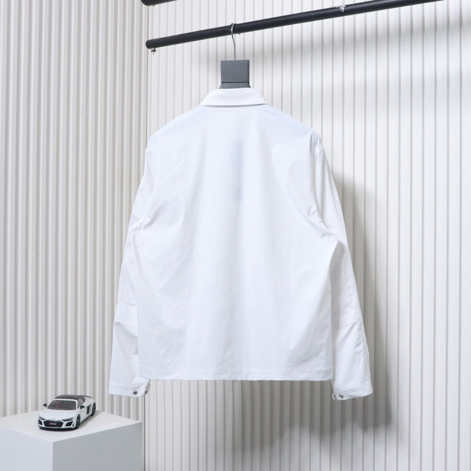 Stone Island 24Fw Star Logo Embroidered Laminated Shirt Jacket White