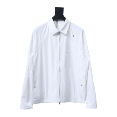 Stone Island 24Fw Star Logo Embroidered Laminated Shirt Jacket White 01