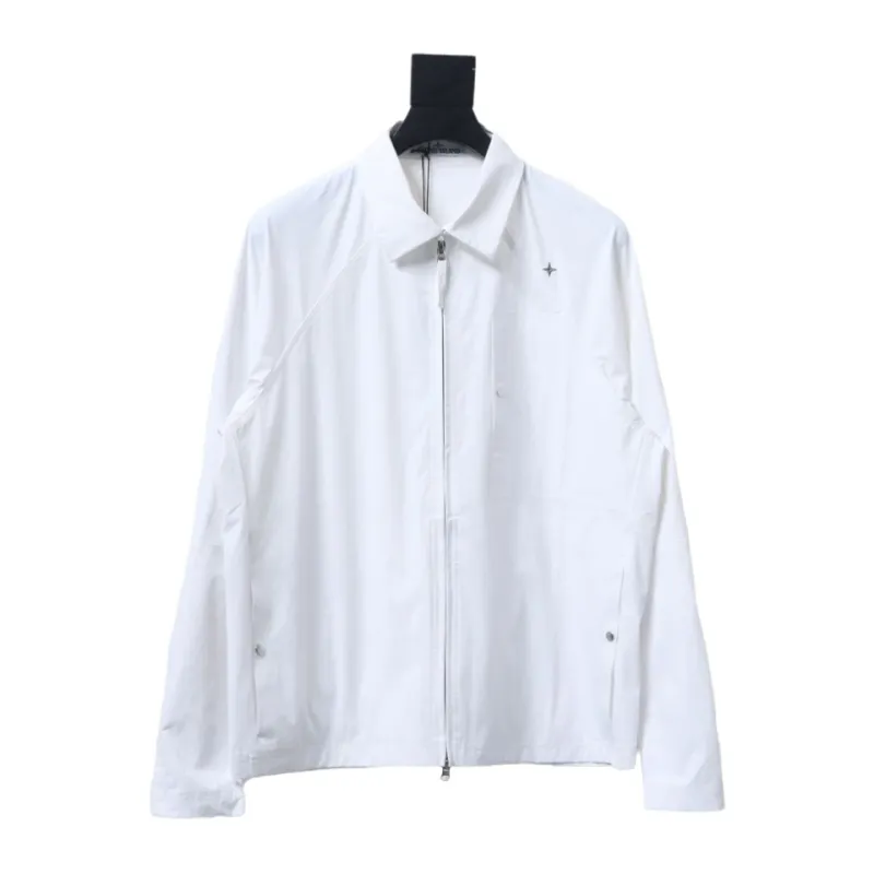 Stone Island 24Fw Star Logo Embroidered Laminated Shirt Jacket White