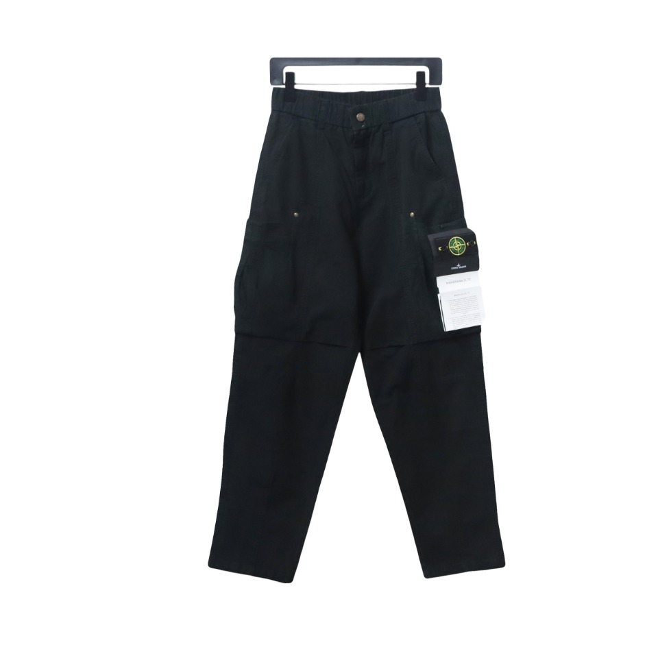 Stone Island Big Pocket Cotton Outdoor Overalls Black